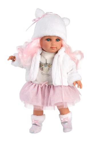 Llorens 1053537 Puppe Elena mit pinken Haaren und blauen Augen, Fashion Doll mit weichem Körper, inkl. trendigem Outfit, 35cm von Llorens