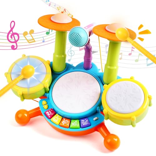 Schlagzeug Kinder Spielzeug - Musikinstrumente für Kinder ab 1 Jahr Mit Kinderreimen & Lichtfunktionen Baby Musikspielzeug Trommel Kinder Geschenkidee 1 2 Jahre Jungen Mädchen Schlagzeug Kinder Spielzeug - Musikinstrumente für Kinder ab 1 Jahr Mit Kinderreimen & Lichtfunktionen Baby Musikspielzeug Trommel Kinder Geschenkidee 1 2 Jahre Jungen Mädchen von Symiu