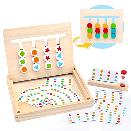 Spielzeug ab 3 Jahre Montessori Spielzeug Holzpuzzle Sortierspiel Lernspiele ab 4 Jahre Brettspiele Spielzeug Denkspiele mit Sanduhr Geschenk Schiebepuzzle Kinder Spiele ab 3 4 5 Jahren Jungen Mädchen von Symiu