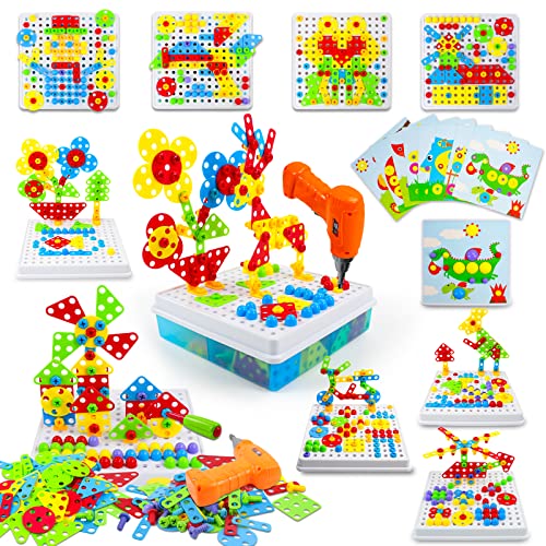 Spielzeug ab 3 Jahre Kinderspielzeug ab 3 4 5 6 Jahre Mosaik Steckspiel 3D Puzzle Spiele ab 3-6 Jahren Lernspiele STEM Montessori Bausteine mit Drillen Geschenk 3 4 5 Jahre Junge Mädchen, 223 Stück von Symiu