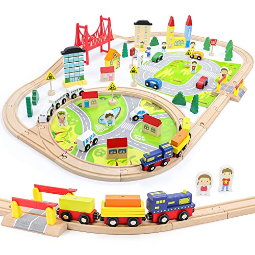 Holzeisenbahn Hölzernes Zugset Holz LKW BAU Spielzeugauto Spielzeug Kinderspielzeug ab 3 Jahre 82pcs DIY Eisenbahn Eisenbahn mit Brücke Kleinkindspielzeug Empfohlen ab 3 4 5 6 Jahren,(MEHRWEG) Holzeisenbahn Hölzernes Zugset Holz LKW BAU Spielzeugauto Spielzeug Kinderspielzeug ab 3 Jahre 82pcs DIY Eisenbahn Eisenbahn mit Brücke Kleinkindspielzeug Empfohlen ab 3 4 5 6 Jahren,(MEHRWEG) von Symiu