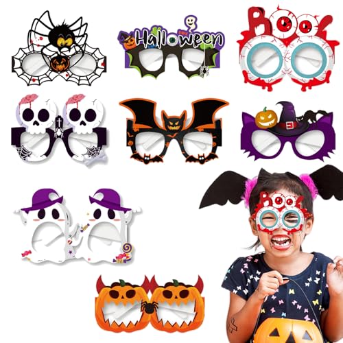 Symphonyw Halloween Foto Requisiten, 6 Stück Papier Brillen Party Dekorations, Photo Partybrillen Fotoboxzubehör für Halloween Feiertagsparty Dekorationen von Symphonyw
