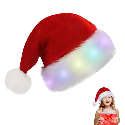 Synchain Weihnachtsmütze, Plüsch-Weihnachtsmützen, Unisex Nikolausmütze mit leuchtendem eignen sich für Weihnachten Partys, Feiertage und Neujahrsgeschenk, Teenager(Alter 6+) von Synchain