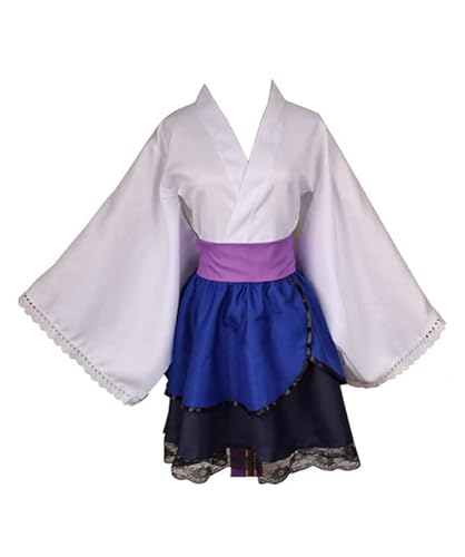 Anime Uchiha Sasuke Kleid Kimono Suit Cosplay Costume Blau Damen XL (Chest 96-98cm) von Syqiya