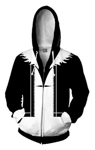Pullover Leonhart Sukoru Reonhato Cosplay Kostüm Freizeit Printed Jacket Cartoon Mantel Trenchcoat Herren Damen Schwarz 5XL (Chest 125cm) von Syqiya