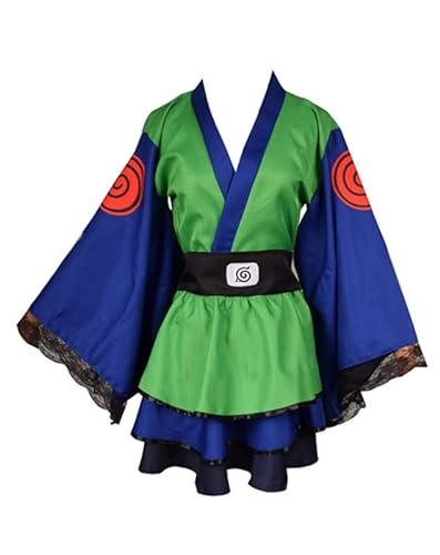 Syqiya Anime Hatake Kakashi Kleid Kimono Suit Cosplay Kostüm Grün Damen L (Chest 93-95cm) von Syqiya