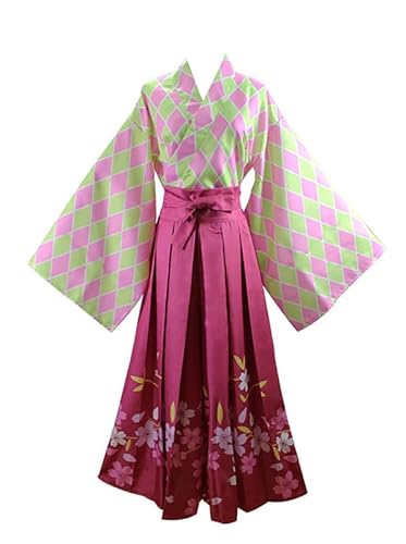 Syqiya Anime Kanroji Mitsuri Kimono Outfit Cosplay Kostüm Damen Rosa XXL (Chest 100-107cm) von Syqiya