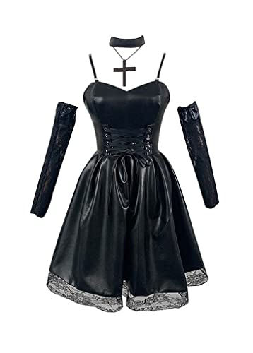 Syqiya Anime Misa Amane Kleid Cosplay Kostüm Damen Schwarz L (Chest 94cm) von Syqiya