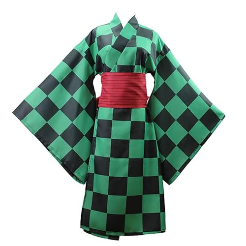 Syqiya Anime Tanjiro Kamado Kimono Outfit Cosplay Costume Herren Grün XL (Chest 116cm) von Syqiya