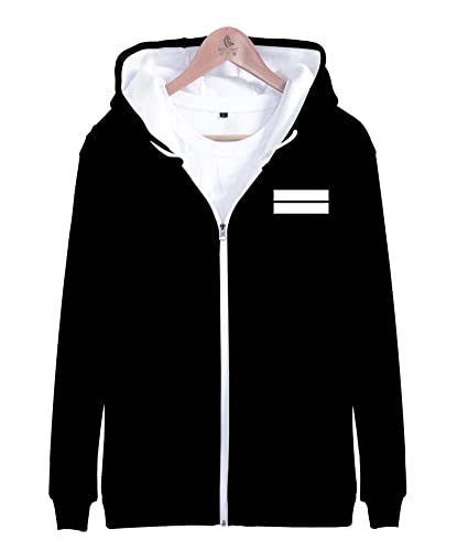 Syqiya Anime Unisex Hoodie Kimetsu no Yaiba Muichiro Tokito Langarm Sweatshirt Cosplay Kostüm Pullover mit Reißverschluss Schwarz XL (Chest 116cm) von Syqiya
