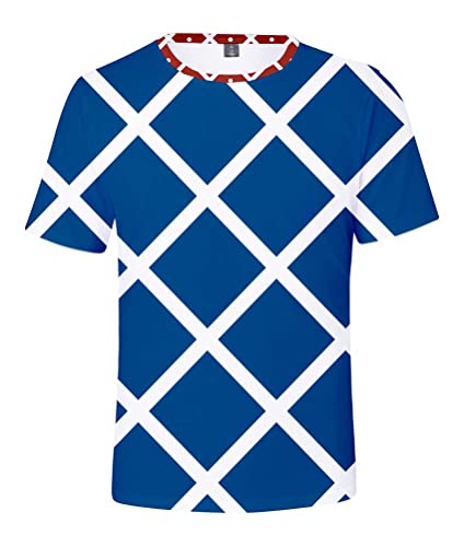 Syqiya Herren Damen Anime Guido Mista Kurzarm T-Shirt 3D Bluse Hemd Tee Shirt Top Cosplay Kostüm Blau 4XL (Chest 130cm) von Syqiya