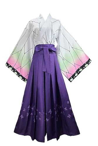 Syqiya Unisex Anime Kochou Shinobu Kimono Outfit Cosplay Costume Damen Lila M (Chest 83-88cm) von Syqiya