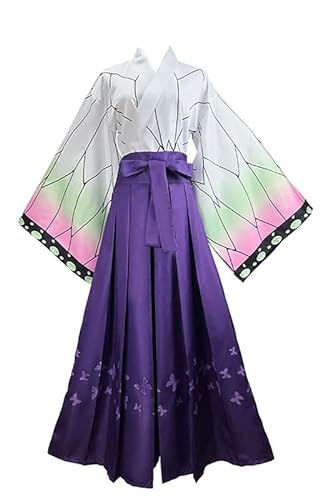 Syqiya Unisex Anime Kochou Shinobu Kimono Outfit Cosplay Costume Damen Lila M (Chest 83-88cm) von Syqiya