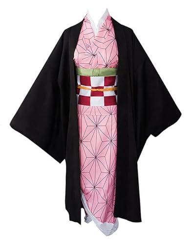 Syqiya Unisex Anime Nezuko Kamado Outfit Cosplay Costume Rosa 130cm (Chest 75-77cm) von Syqiya