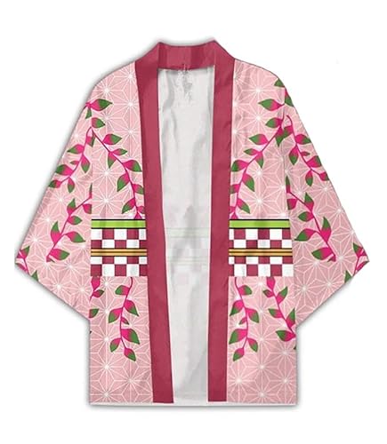 Syqiya Unisex Kimetsu no Yaiba Nezuko Kamado Kimono Cosplay Kostüm Umhang Mantel Strickjacke Color-20 Herren Damen S von Syqiya