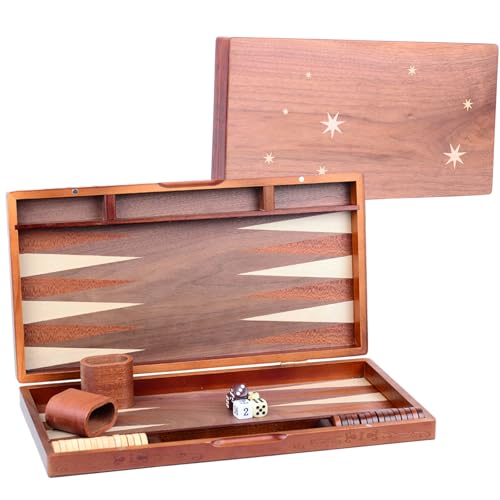 Syrace Holz-Inlay-Backgammon-Set, Klassisches Strategie-Brettspiel-Etui 15,7" Große Größe Mit Checker-Stücken Für Erwachsene Und Kinder von Syrace