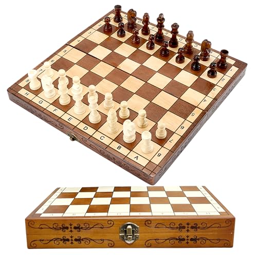 Syrace Schachspiel Schach Schachbrett aus Holz für Kinder und Erwachsene, Zusammenklappbar, Handgefertigt, Gut für Drinnen Draußen und Reisen Syrace Schachspiel Schach Schachbrett aus Holz für Kinder und Erwachsene, Zusammenklappbar, Handgefertigt, Gut für Drinnen Draußen und Reisen von Syrace