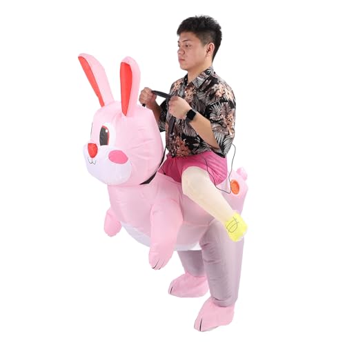 Aufblasbares Hasenkostüm mit Gebläse Roseate, Aufblasbares Hasen-Outfit, Blow-upny-Anzug, Ganzkörper M Größe Blowt Hasenkostüm für 120-150 Cm von Syrisora