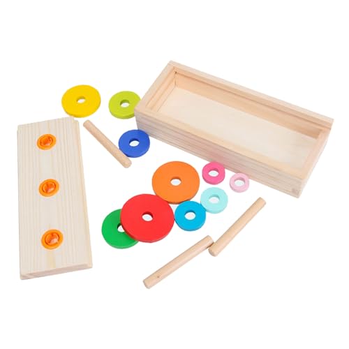 Syrisora 10 Ringe Puzzle -Spiel, Farbenfrohe Holzblöcke Spielzeug Logisches Denken Puzzlespielzeug, Holzturm Frühe Bildungslogik Thinking Blockspiel Spielzeug für Kinder (Kleine Größe) von Syrisora