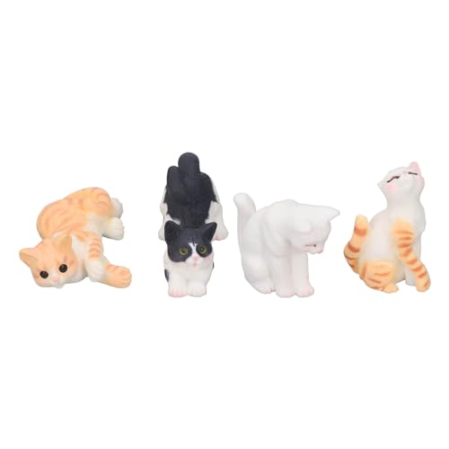 Syrisora ​​4 Miniatur-Katzenfiguren, 1:12 Puppenhaus, Mini-Harz, Tiermodell, Ornamente, Dekoration, Simulation, Handwerk von Syrisora