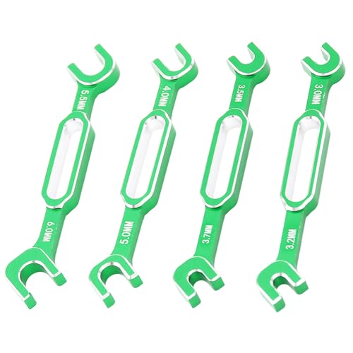 Syrisora ​​4 Stück RC-Auto-Schraubenschlüssel, Spannschlossmutter, Kugelgelenk-Entferner, Aluminiumlegierung, RC-Wartungsschlüssel, 3,0–6,0 Mm (Grün) von Syrisora