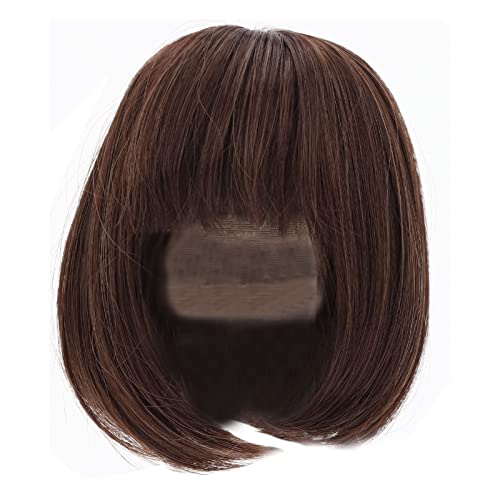 Syrisora BJD Doll Perücke Gerade Banges Schulterlange Haare, Weiche Hochtemperaturfaser mit 3-teiliger Internem Netz für 1/3 BJD DUPP 21-24 cm (Dunkelbraun) von Syrisora