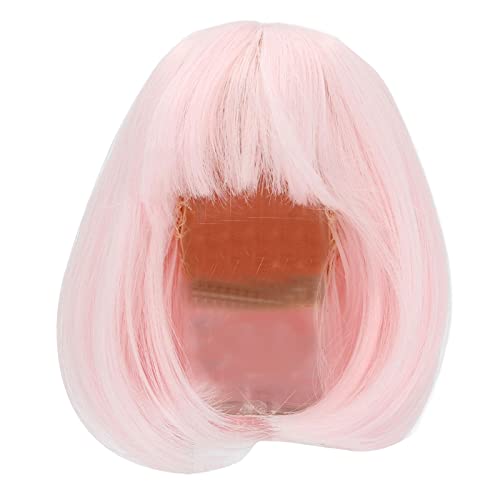 Syrisora BJD Doll Perücke Gerade Banges Schulterlange Haare, Weiche Hochtemperaturfaser mit 3-teiliger Internem Netz für 1/3 BJD DUPP 21-24 cm (Rosa) von Syrisora