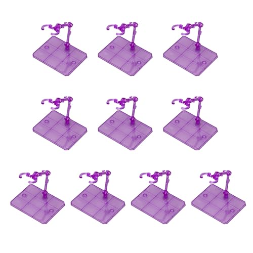 Syrisora ​​Display-Basishalter, 10 Sets Figurenmodellständer für 6-Zoll-Modelle, Kunststoff-Actionfiguren-Display-Basishalter-Kit mit Montagezubehör (Transparentes Lila) von Syrisora