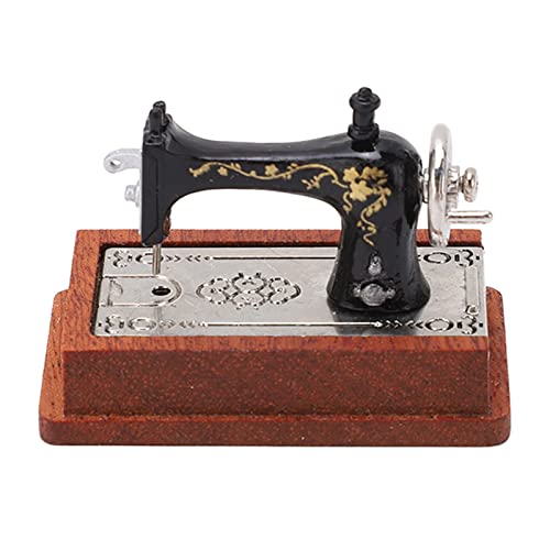 Syrisora Puppenhaus-Miniatur-Nähmaschine, Miniatur-Nähmaschine, Vintage-Stil, Lebensechtes 1/12 Puppenhaus-Nähmaschinenmodell Zur Dekoration (Dunkelbraun) von Syrisora