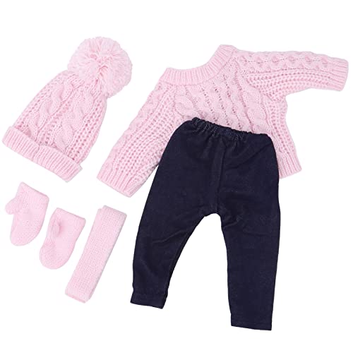 Syrisora ​​Puppenkleidung, Pullover, Hosen, Mützen, Schal, Handschuhe, Puppenzubehör 18-Zoll-Babypuppen (Q18-786 Hellrosa Pullover 43 cm große Shafu-Puppe) von Syrisora