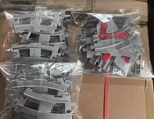 Spielzeug Eisenbahnschienen, 32 Stück Bausteine Schienen Set, Bausteine Zug Schienen, bestehend aus Cross Track Gerade, Kurven Schienen, Weichen,City Zug Schienen für Kinderspielzeug Jungen Mädchen von Syvory