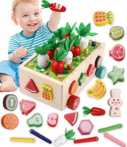 Syvory Montessori Spielzeug ab 1 2 3 Jah, Kinder Baby 7-in-1 Holzspielzeug, Karotten ernten Sortier Stapelspielzeug, Lernspielzeug Ostern Geburtstag Geschenk für 1 2 3 Jahre Mädchen Junge Syvory Montessori Spielzeug ab 1 2 3 Jah, Kinder Baby 7-in-1 Holzspielzeug, Karotten ernten Sortier Stapelspielzeug, Lernspielzeug Ostern Geburtstag Geschenk für 1 2 3 Jahre Mädchen Junge von Syvory