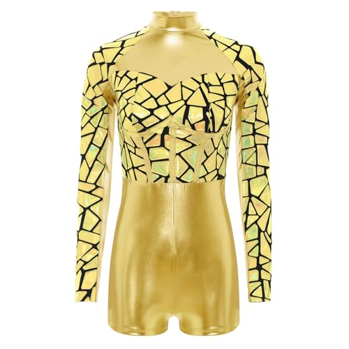Sywiyi Damen Glänzend Alien Kostüm Einteiler Body Overall Glänzend Jumpsuit Kurz Mottoparty Fasching Karneval Kostüm Gold XXL Sywiyi Damen Glänzend Alien Kostüm Einteiler Body Overall Glänzend Jumpsuit Kurz Mottoparty Fasching Karneval Kostüm Gold XXL von Sywiyi