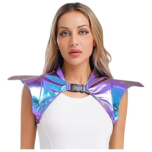 Sywiyi Damen Glänzend Rüstung Panzer Schulter Schutz Schulterpanzer Shrug Top Mottparty Fasching Kostüm Gothic Punk Outfit Blau XXL von Sywiyi