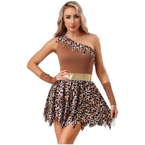 Sywiyi Damen Höhlenfrau Kostüm Kleid Kurz Leopardmuster Ein-Schulter Minikleid Höhlenmensch Kostüm Fasching Karneval Steinzeit Kleidung Dunkelbraun M Sywiyi Damen Höhlenfrau Kostüm Kleid Kurz Leopardmuster Ein-Schulter Minikleid Höhlenmensch Kostüm Fasching Karneval Steinzeit Kleidung Dunkelbraun M von Sywiyi