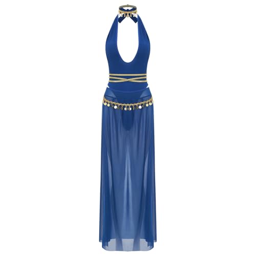Sywiyi Damen Kleopatra Kostüm Bodysuit Maxi Chiffon Rock mit Zubehör Fasching Karenval Kostüm Königsblau M Sywiyi Damen Kleopatra Kostüm Bodysuit Maxi Chiffon Rock mit Zubehör Fasching Karenval Kostüm Königsblau M von Sywiyi