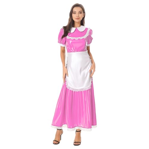 Sywiyi Damen Wetlook Dienstmädchen Kostüm Maxikleid Lang Kurzarm PU Leder Kleider mit Schürze Rollenspiel Verkleidung Cosplay Outfit Rosa L Sywiyi Damen Wetlook Dienstmädchen Kostüm Maxikleid Lang Kurzarm PU Leder Kleider mit Schürze Rollenspiel Verkleidung Cosplay Outfit Rosa L von Sywiyi