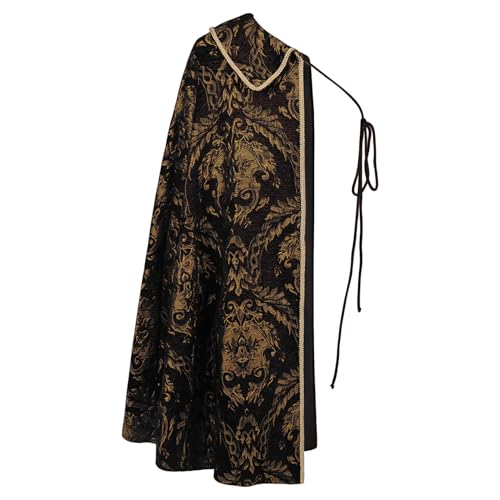Sywiyi Herren Mittelalterliche Renaissance Kleidung Jacquard Muster Umhang Cape Ein Schulter Robe Vintage Halloween Karneval Kostüm Schwarz Einheitsgröße Sywiyi Herren Mittelalterliche Renaissance Kleidung Jacquard Muster Umhang Cape Ein Schulter Robe Vintage Halloween Karneval Kostüm Schwarz Einheitsgröße von Sywiyi