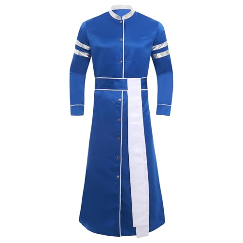 Sywiyi Herren Priester Kostüm Karneval Mottoparty Halloween Kostüm Lange Robe Gewand mit Taillengürtel Blau XL von Sywiyi