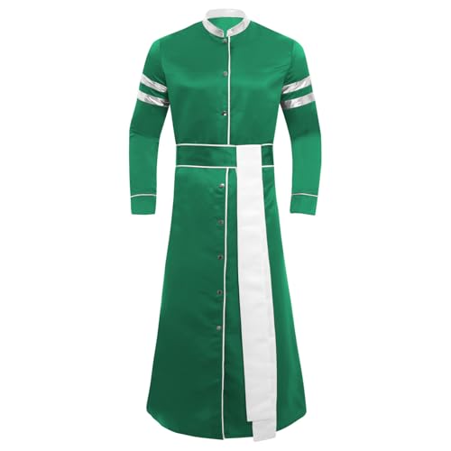 Sywiyi Herren Priester Kostüm Karneval Mottoparty Halloween Kostüm Lange Robe Gewand mit Taillengürtel Grün 3XL von Sywiyi