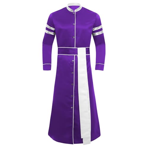 Sywiyi Herren Priester Kostüm Karneval Mottoparty Halloween Kostüm Lange Robe Gewand mit Taillengürtel Violett XXL von Sywiyi