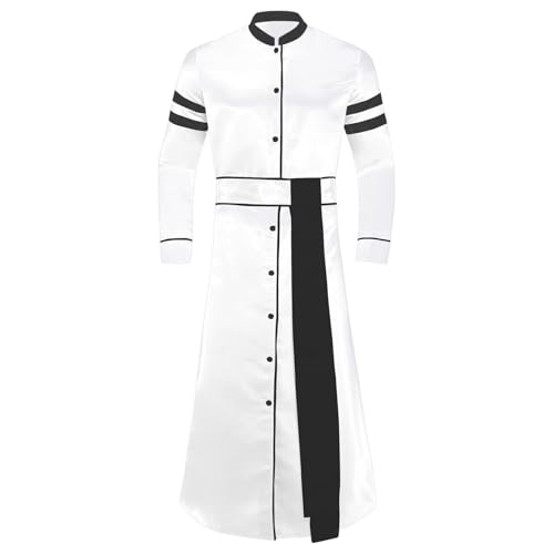 Sywiyi Herren Priester Kostüm Karneval Mottoparty Halloween Kostüm Lange Robe Gewand mit Taillengürtel Weiß M von Sywiyi