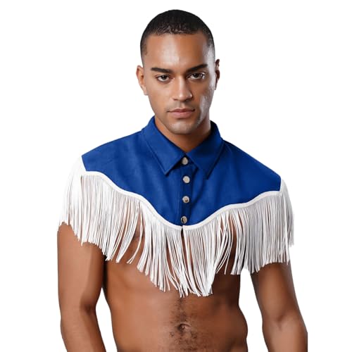 Sywiyi Herren Vintage Western Cowboy Kostüm Wildleder Weste Oberteil mit Quasten Mottoparty Fasching Halloween Cosplay Outfit Königsblau XXL Sywiyi Herren Vintage Western Cowboy Kostüm Wildleder Weste Oberteil mit Quasten Mottoparty Fasching Halloween Cosplay Outfit Königsblau XXL von Sywiyi