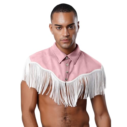 Sywiyi Herren Vintage Western Cowboy Kostüm Wildleder Weste Oberteil mit Quasten Mottoparty Fasching Halloween Cosplay Outfit Rosa XXL Sywiyi Herren Vintage Western Cowboy Kostüm Wildleder Weste Oberteil mit Quasten Mottoparty Fasching Halloween Cosplay Outfit Rosa XXL von Sywiyi