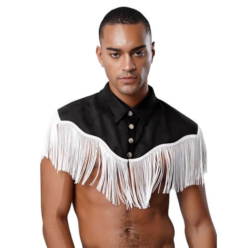 Sywiyi Herren Vintage Western Cowboy Kostüm Wildleder Weste Oberteil mit Quasten Mottoparty Fasching Halloween Cosplay Outfit Schwarz XXL Sywiyi Herren Vintage Western Cowboy Kostüm Wildleder Weste Oberteil mit Quasten Mottoparty Fasching Halloween Cosplay Outfit Schwarz XXL von Sywiyi