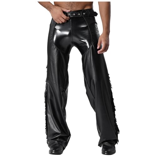 Sywiyi Herren Western Chaps Hose Lang Kunstleder Pants mit Fransen Cowboy Sherriff Rollenspiel Kostüm Fasching Karneval Outfit Sywiyi Herren Western Chaps Hose Lang Kunstleder Pants mit Fransen Cowboy Sherriff Rollenspiel Kostüm Fasching Karneval Outfit von Sywiyi