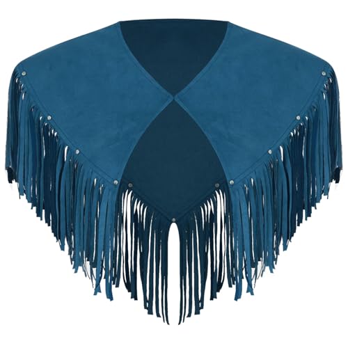 Sywiyi Herren Western Cowboy Umhang Poncho Überwurf Wildleder Oberteil mit Quasten Fransen Hippen Outfit Vintage Mottoparty Halloween Kostüm Blau XL Sywiyi Herren Western Cowboy Umhang Poncho Überwurf Wildleder Oberteil mit Quasten Fransen Hippen Outfit Vintage Mottoparty Halloween Kostüm Blau XL von Sywiyi