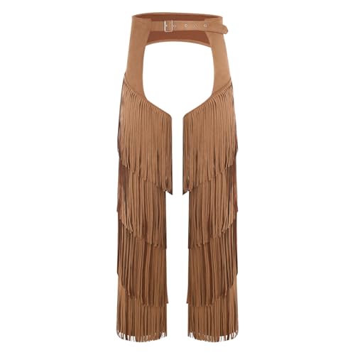 Sywiyi Herren Wildleder Hose Chaps mit Fransen Quasten Vintage Western Cowboy Kostüm Mottoparty Hallowenn Karneval Kostüm Braun 3XL Sywiyi Herren Wildleder Hose Chaps mit Fransen Quasten Vintage Western Cowboy Kostüm Mottoparty Hallowenn Karneval Kostüm Braun 3XL von Sywiyi