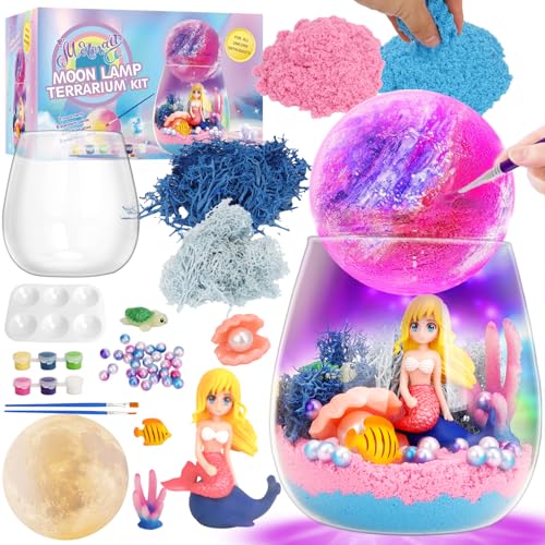 Meerjungfrau-Terrarium-Bastelset für Mädchen, DIY-LED-Mondlampe, Nachtlicht mit leuchtenden Dekorationen, kreatives Kunst- und Wissenschaftsspielzeug, Weihnachts- und Geburtstagsgeschenk für Kinder im von Syzplnwy