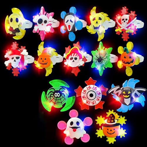 Syzplnwy 15 Stück Halloween Leuchtende Kreisel Halskette Spielzeug - Kinder dekorative hängende Ornament & Geschenk Gefallen von Syzplnwy